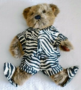 Dakin/Applause "Nicky the Bear" in Zebra White 2 Piece PJ's Set + Slippers 14" - Picture 1 of 9