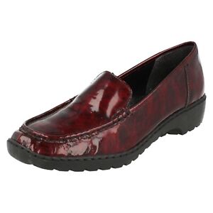 Ladies Rieker Slip On Deep Red Patent Casual Loafer Shoes: L6054-35