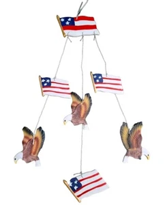 Eagle/America Flag Patriotic Outdoor Wind Chime 21" Long - Picture 1 of 8