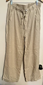 ***OLD NAVY*** Full Length Linen Blend Wide Leg Pull On Pants Size XL Beige - Picture 1 of 6