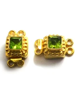 5 PCS 2 STRAND PERIDOT BOX CLASP 18K GOLD PLATED 806 MDH-3556 - Picture 1 of 2