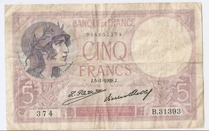 France 5 francs J.5=1=1928.J. - Picture 1 of 2