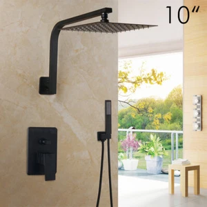 Unidades de ducha negras para bañera de 10" mezclador grifo de montaje en pared kit de pulverización portátil - Imagen 1 de 9