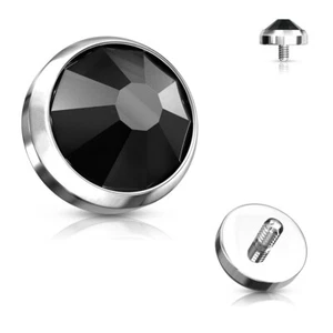 Dermal Anchor Heads with Gem Dome Top Surgical Steel - Picture 1 of 10