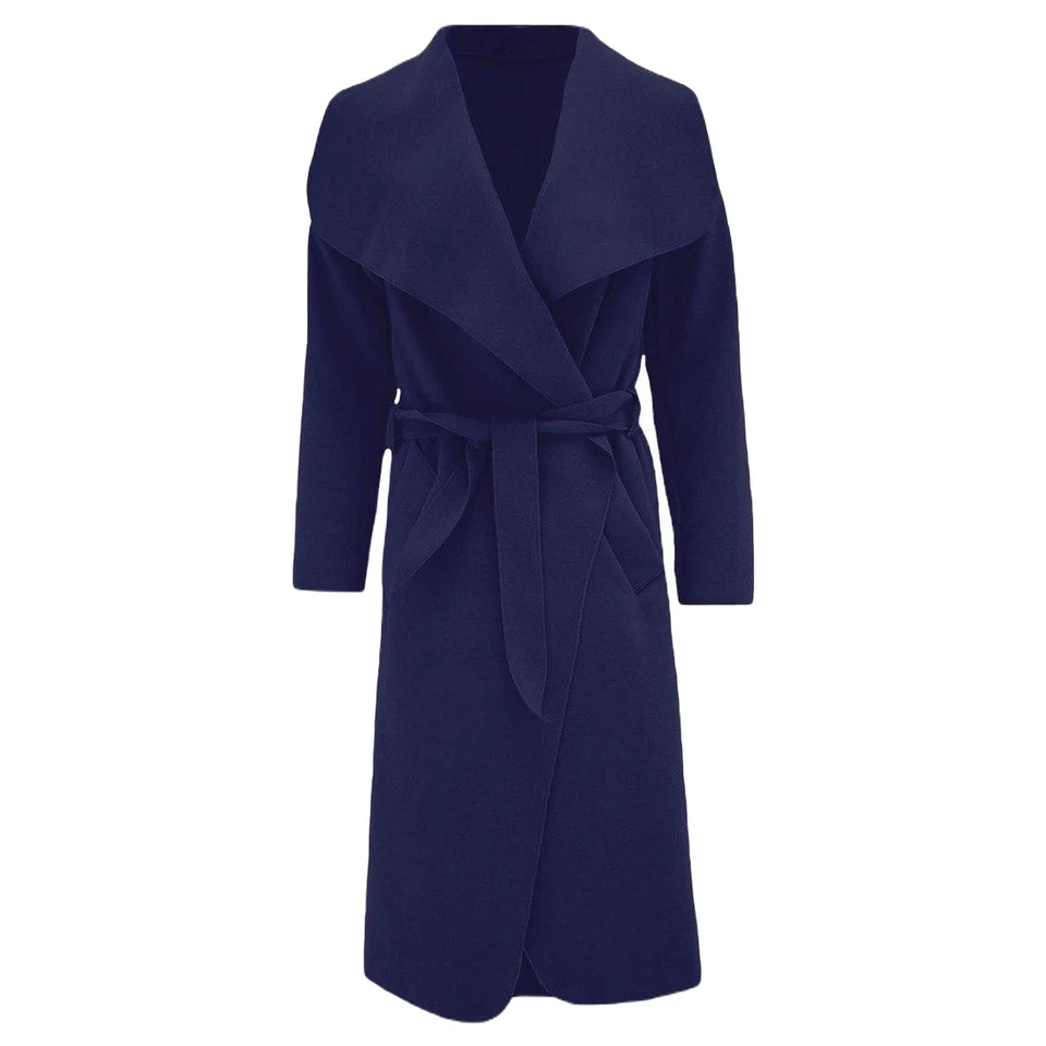 Women’s Long Duster Jacket Ladies Waterfall Italian Belted Coat Plus UK 8-22 - Image 1 of 1