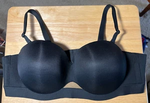Lane Bryant Cacique Comfort Bliss 44B STRAPLESS BLACK PADDED PUSH UP BRA NWOT - Picture 1 of 5