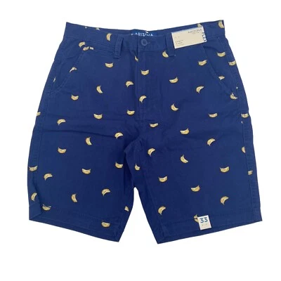 Pantalones Cortos Para Hombre Arizona Talla 33 Flex Clásicos Azul Marino Plátano 10" Entrepierna Chino Foto 1 de 4