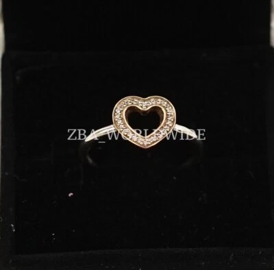 Pandora Two Tone 14K Gold & Sterling Silver Symbol of Love Ring Size: 58 (8.5) - Image 1 of 3