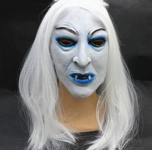 Halloween Spooktacular Latex White Hair Devil Scary Horror Masks - Picture 1 of 10