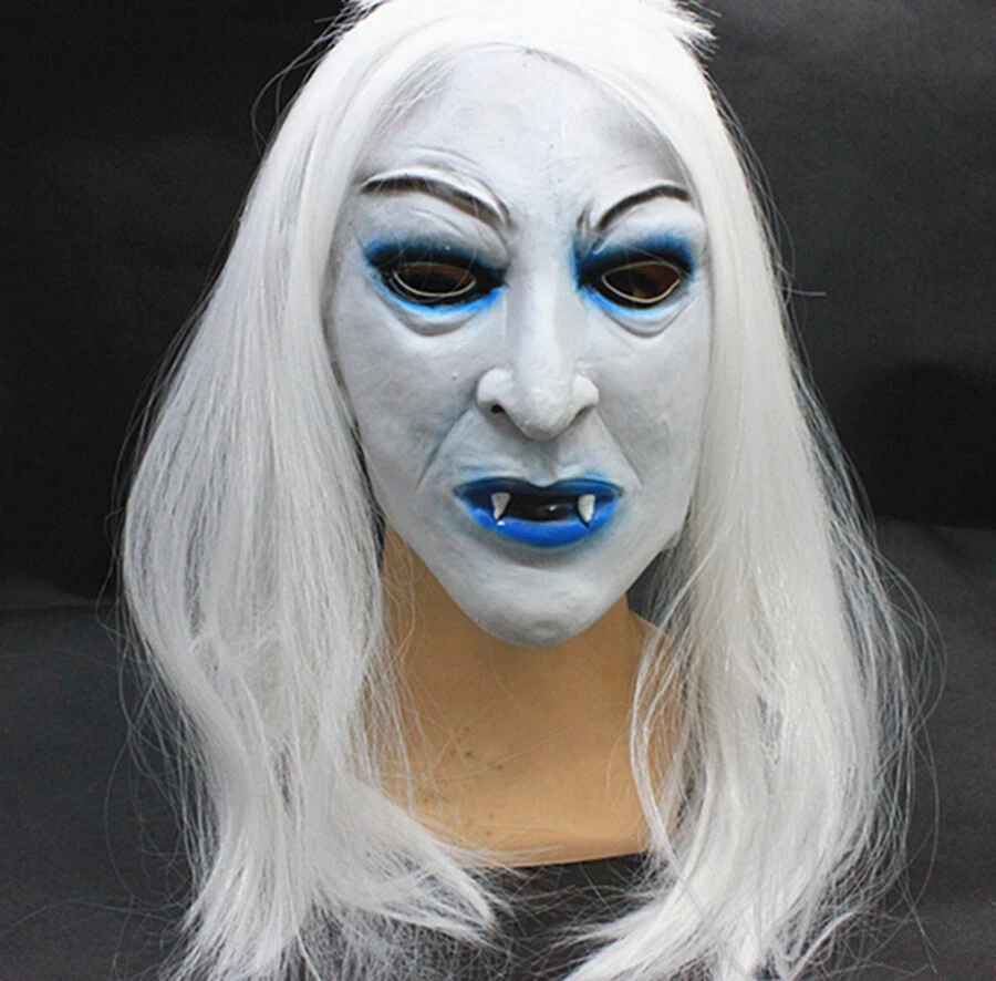 Halloween Spooktacular Latex White Hair Devil Scary Horror Masks - Image 1 of 4