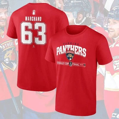 ¡NUEVO! Brad Marchand #63 Florida Panthers 2025 Copa Stanley nombre y número final Foto 1 de 4