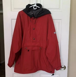 Obermeyer Men’s XL Red Pull Over 1/4 Zip Hooded Parka Jacket Read - Picture 1 of 12