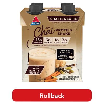 Iced Protein Shake, Keto Friendly, 15g of Protein, Chai Tea Latte, 4 Count - Image 1 of 4