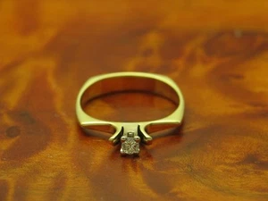 14kt 585 Bicolour Gold Ring With 0,10ct Brilliant Solitaire Trim/Diamond/ Rg 56 - Picture 1 of 6