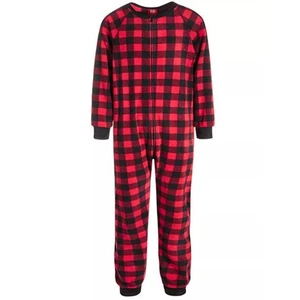 Family Pajamas 1-Piece Kids Red Buffalo Check Pajamas - Picture 1 of 7
