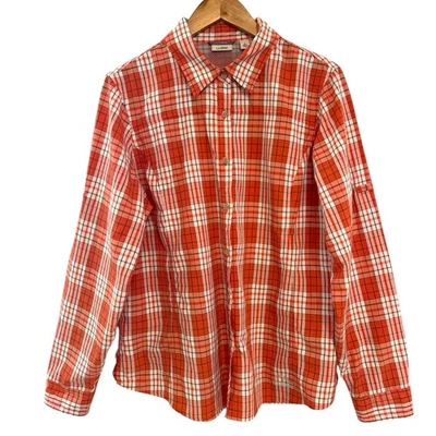 L.L. Camisa de senderismo grande Bean Womans coral a cuadros manga larga ventilada con botones Foto 1 de 4
