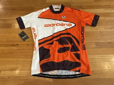 NUEVO CON ETIQUETAS NUEVO Giordana Hombre XXL Jersey de Ciclismo Blanco Naranja Logo 2XL Cremallera Completa Eurofit Foto 1 de 4
