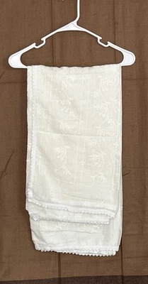 Dupatta de trabajo de hilo blanco roto de algodón para mujer con cordones de 4 caras Foto 1 de 4