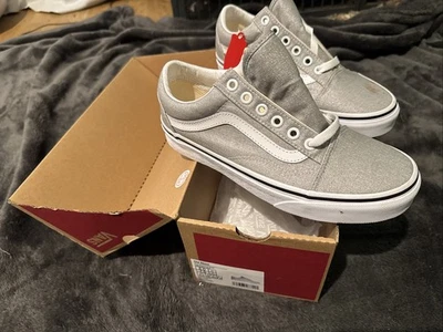 Vans Mujeres Old Skool Gris Amanecer Brillante Blanco Verdadero Lona Patín Mujeres 7.5 Hombres 6 Foto 1 de 4