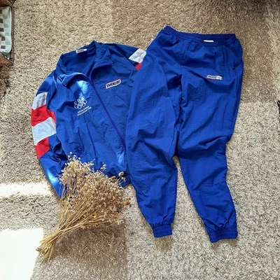 复古火星美国奥运会 1992 年士力架蓝色尼龙运动服韩国男式 L — 第 1/4 张图片