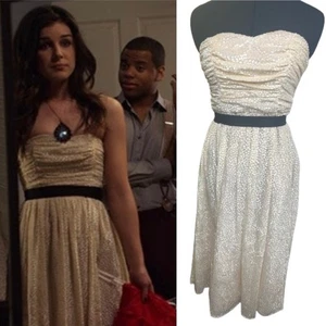 H&M Champagne Ruffle Dot Detail Dress US 6/UK 10 ASO 90210 Annie Wilson *Flaws - Picture 1 of 12