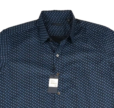 Camisa Zachary Prell Estampada Completa Para Hombre Talla M Azul Marino S/S Abotonada Transparente Nueva Con Etiquetas Foto 1 de 4
