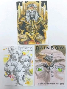 ACEO Iron Maiden, Rainbow, The Donnas 1/1 Original OOAK Thayer Art Lot Of 3 - Picture 1 of 5