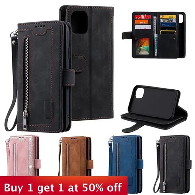 Zipper Phone Case Wallet Holder For Samsung S24 S21 S22 S23FE/ULTRA A53 A33 A13 - Image 1 of 4