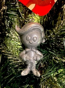Ornamento Natale 2025 Argento Metallizzato Eremia Elfo Rodolfo Renna Naso Rosso - Foto 1 di 1