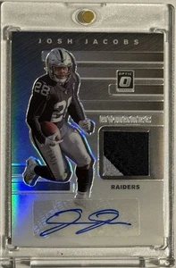 Josh Jacobs 2020 Panini Optic #DPA-JJ Dynamic Silver Player parche usado automático #/25 - Imagen 1 de 2