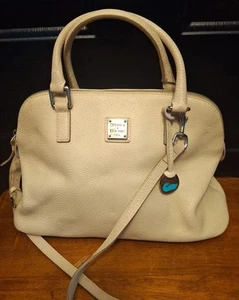 Bolso de mano vintage Dooney & Bourke Dome 2 asas con correa de cuero blanco roto - Imagen 1 de 23