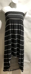 ONEILL WOMENS BLACK/WHITE STRIPED BANDEAU LOW FRONT DRESS SZ: L FIT 10/12(WD309) - Picture 1 of 8