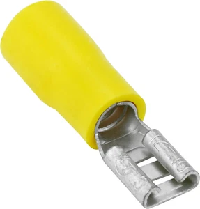 QDVF-187Y25 Vinyl Quick Disconnect Terminal Female 25 Pack (0.187", Yellow 12-10 - Picture 1 of 5