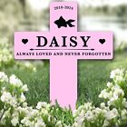 Cross Pink Goldfish Silhouettes Pet Remembrance Grave Plaque Memorial Stake