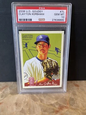 2008 Upper Deck Goudey #75 Clayton Kershaw RC PSA 10 Gem Mint Low Pop - Imagem 1 de 2