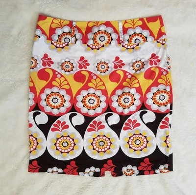 Женский размер 9 юбка сердце душа пейсли цветочный печать карандаш короткий оранжевый  - Изображение 1 из 4