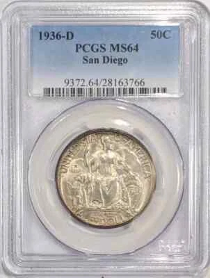 1936 D San Diego Commemorative Half Dollar PCGS MS-64 San Diego - Image 1 of 2
