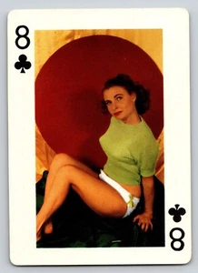 Pinup de pelo rizado posando en verde superior tarjeta intercambiable ocho palos tarjeta de juego - Imagen 1 de 2