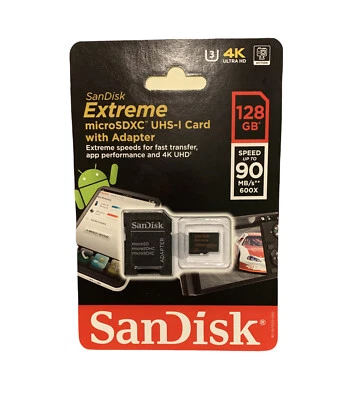 SanDisk Extreme 128GB microSDXC UHS-I Memory Card with adapter - Image 1 of 2