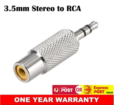 3.5mm Male to RCA Female Converter Coupler Metal Connector Stereo Audio Adapter - Image 1 of 4