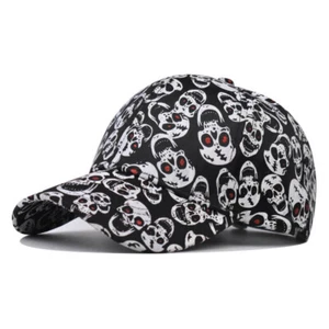 Novelty Skull Printed Baseball Caps Unisex Sequin Bling Hat Strapback Halloween - Picture 1 of 10