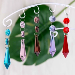 10pcs 2" Crystal Icicle Pendant Chandelier Prisms Drops Lamp Curtain DIY Parts - Picture 1 of 53