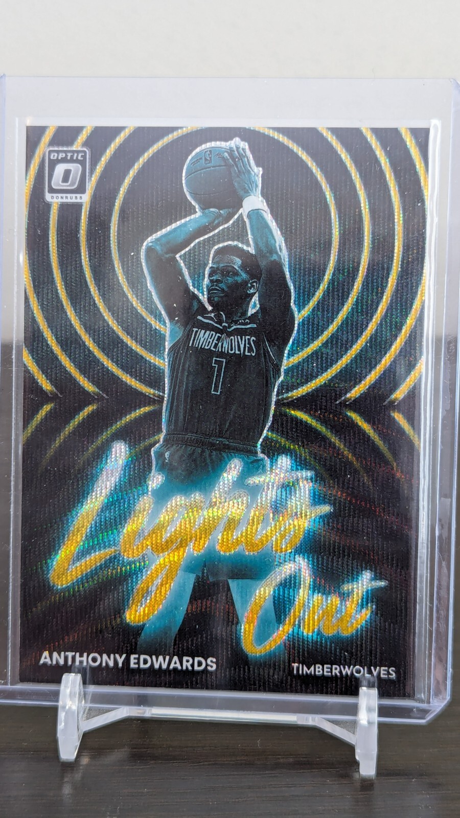 2022-23 Donruss Optic Anthony Edwards Lights Out Wave Gold #1/10 Timberwolves