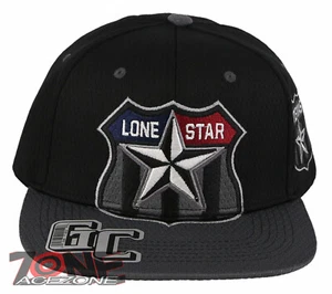 NEW! TEXAS STATE LONE STAR FLAT BILL SNAPBACK BASEBALL CAP HAT BLACK GRAY - Picture 1 of 4
