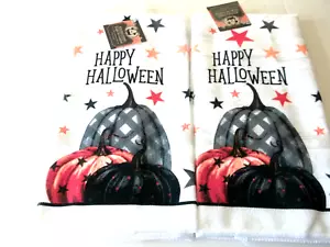 "2 Handtuchset HAPPY HALLOWEEN Geschirrtücher neu mit Etikett 12""x25" - Bild 1 von 2