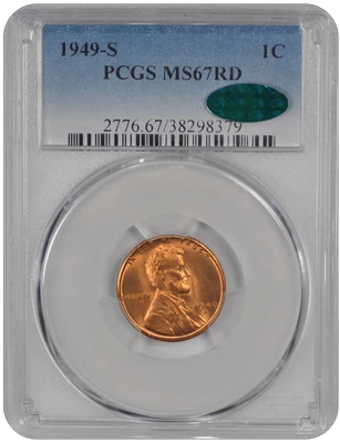 1949-S Lincoln PCGS CAC RD 67 - Image 1 of 2