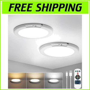 Cordless LED Ceiling Lights - 3 Color Options, Remote & Motion Activated, 2-Pack - Picture 1 of 10