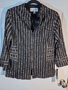 Danny & Nicole Womens Black/Leopard Print Blazer Sz 10 NWT Career Dressy - Picture 1 of 12
