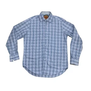 Robert Graham Hemd Herren M Blau Gitterarbeit Geometrisch Abstrakt Langarm Flip Cuff - Bild 1 von 14
