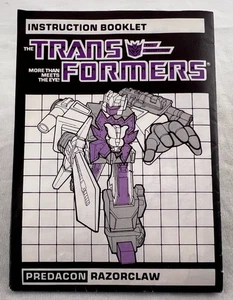1986 RAZORCLAW Transformers G1 Instruction Manual Booklet Vintage Hasbro - Picture 1 of 3